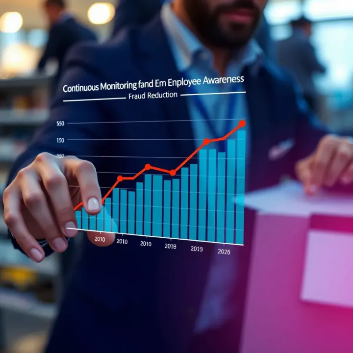 Graph showing the impact of continuous monitoring and employee vigilance on reducing fraud exposure