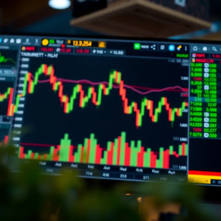 Chart displaying forex currency pair trends with technical indicators