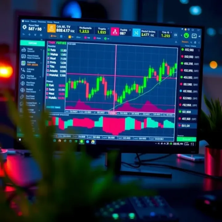 Efficient Trade Execution and Risk Management in Forex Trading Computer screen displaying forex trading platform with risk management features