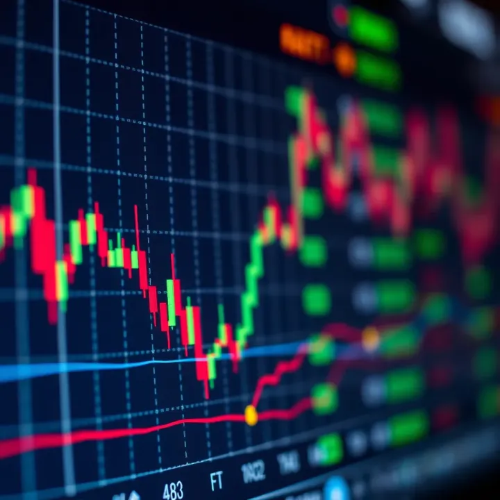 Graph showing fluctuating stock prices with highlighted points indicating entry and exit for swing trading