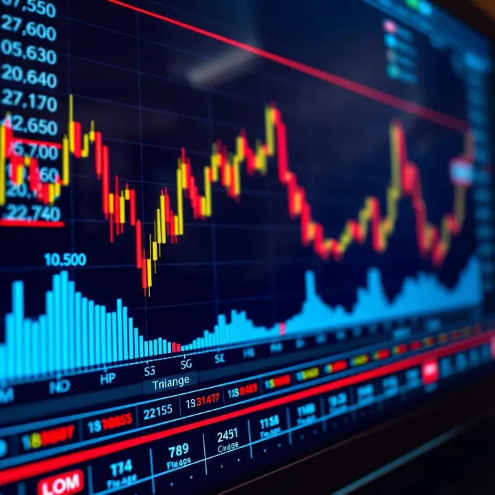 Graph showing currency pair fluctuations on a trading platform