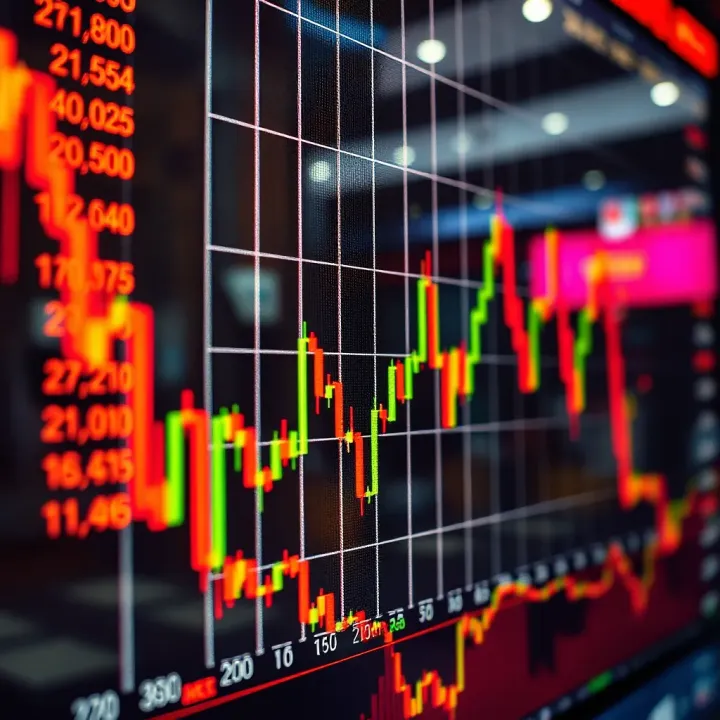 Graph showing fluctuating currency exchange rates in a forex market