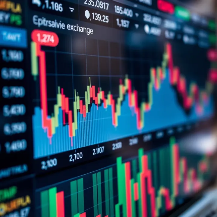 Graph displaying currency exchange rates and market trends