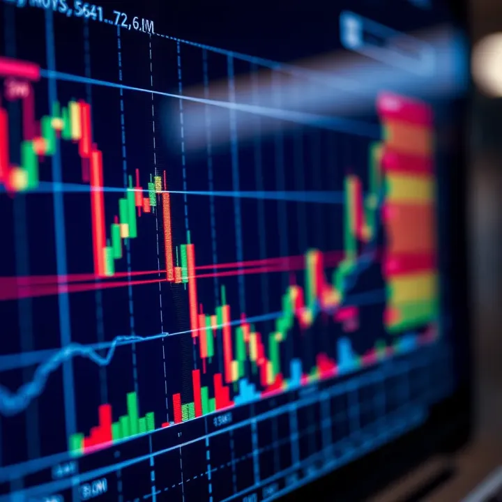 Chart showing currency pair price movements with indicators representing forex trading analysis