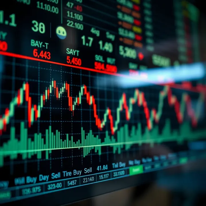 Graph displaying currency exchange trends with signals marked for buy and sell points