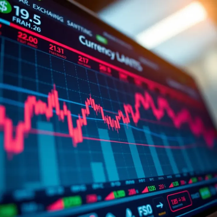 Graph showing rising currency exchange rates on a digital trading platform