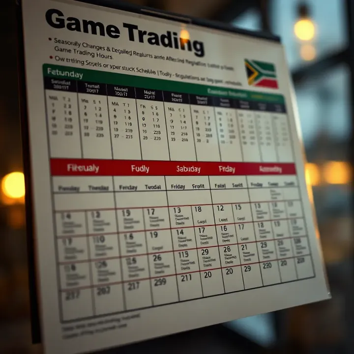 Calendar displaying seasonal changes and local regulations affecting game trading schedules