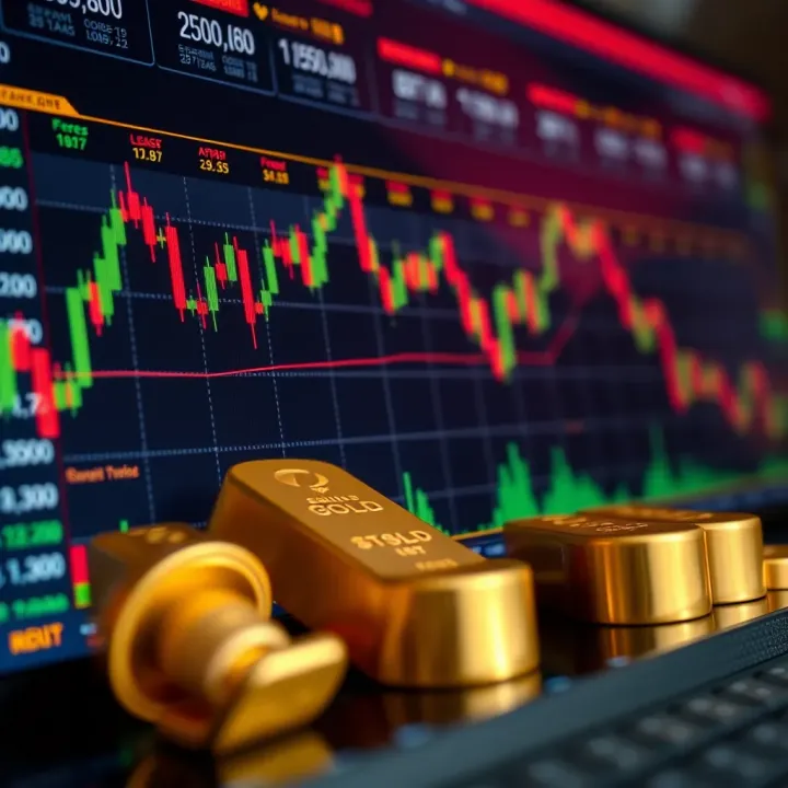 Illustration of forex trading platform showing gold paired with multiple currencies