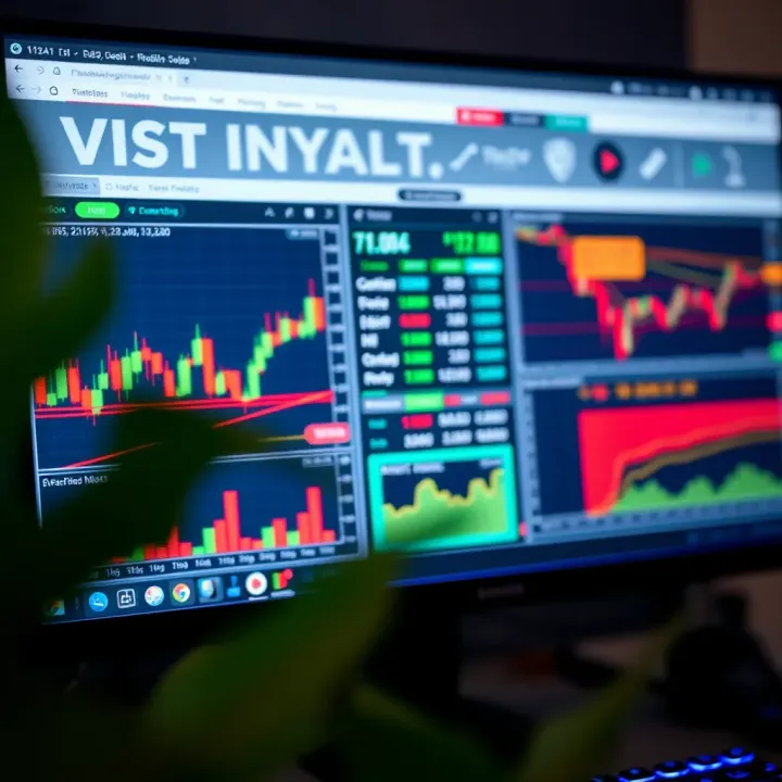 Forex Trading Platform Overview with Charts and Indicators Computer screen displaying forex trading platform with charts and indicators