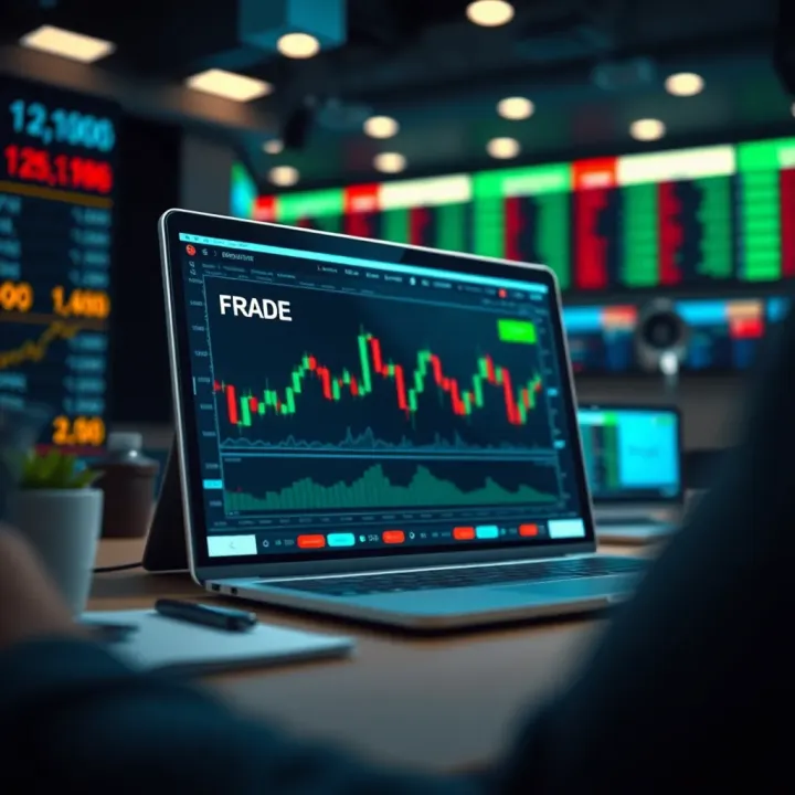 Conceptual graphic showing an online learning platform interface focused on forex trading education with regulatory symbols