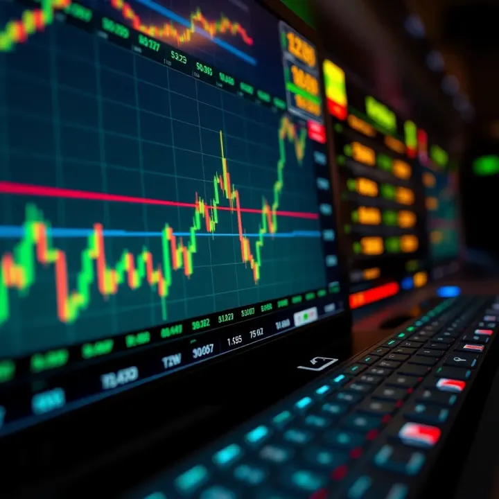 Graph showing fluctuating currency exchange rates on a digital trading platform