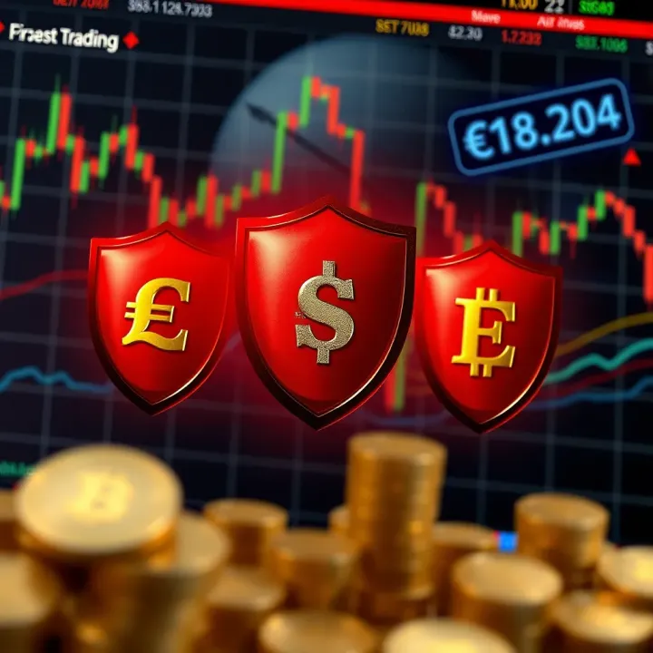 Illustration of risk management concepts with shields protecting currency symbols