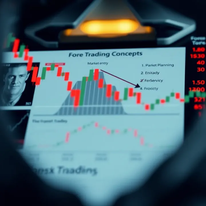Diagram showing key forex trading concepts such as risk management, market entry, and strategy planning