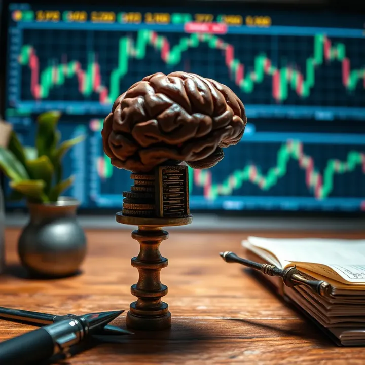 Visual representation of risk management and psychological balance in trading