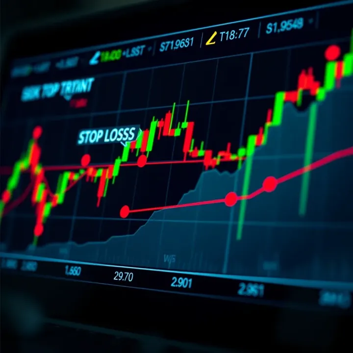 Effective Risk Management Techniques in Binary Options Trading Graph depicting risk management strategies in financial trading with highlighted stop-loss points