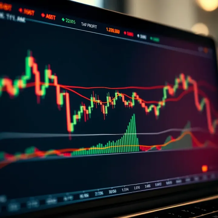 Graph illustrating risk management strategies with stop loss and take profit levels on a trading platform