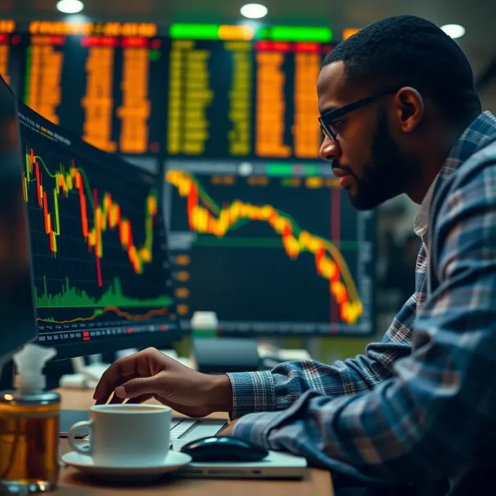 South African investor analyzing gold price charts during active trading sessions