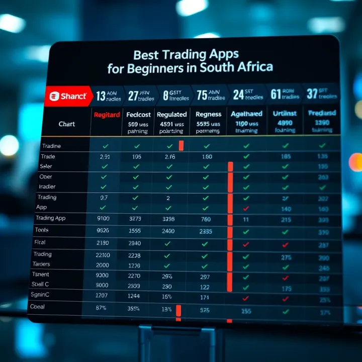 Comparison chart displaying different trading app options with costs and regulatory information