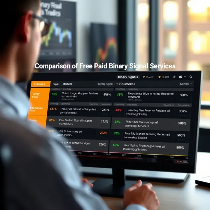 Comparison chart highlighting features of free and paid binary signal services