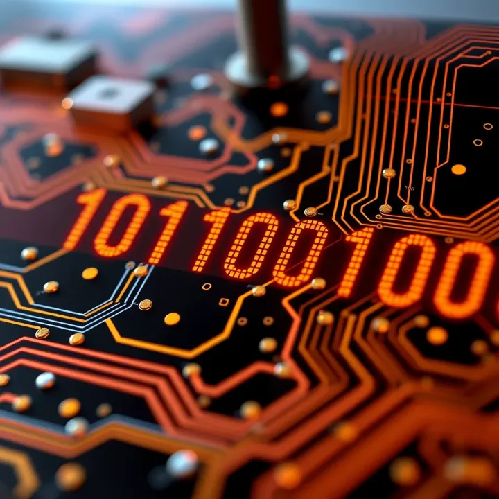 Diagram illustrating binary digits transitioning from zero to one in digital circuits