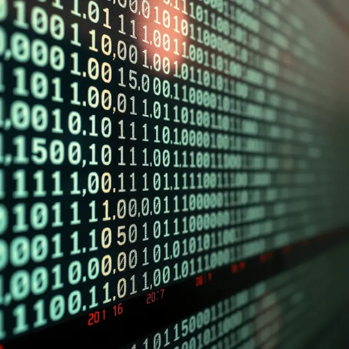 Visual representation of data encoded in binary showing bits forming digital information