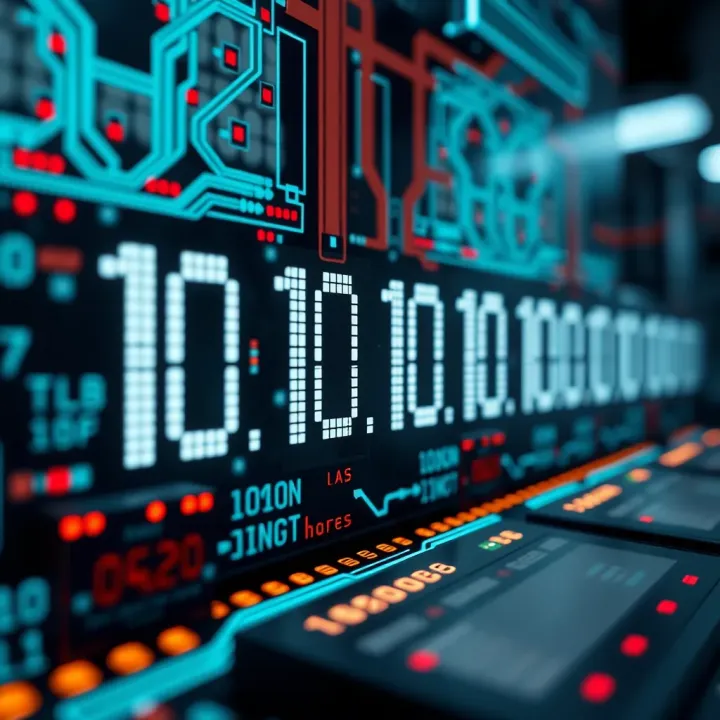 Illustration of binary digits representing digital information in computing hardware