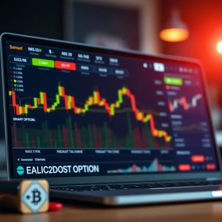 Graphical representation of binary options trading interface showing demo account features