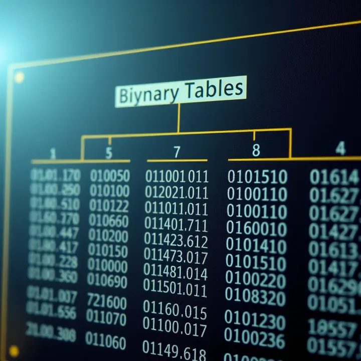 Diagram illustrating the organization of a binary table with rows and columns representing binary data points