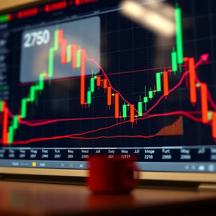 Example of candlestick chart with highlighted patterns indicating trend reversal and continuation