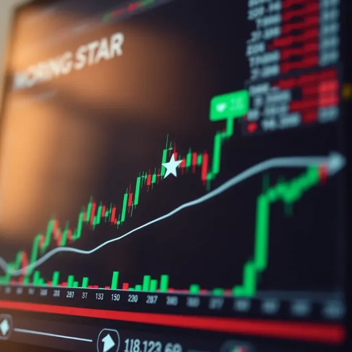 Diagram showing a morning star candlestick pattern representing a change from bearish to bullish momentum in currency market analysis
