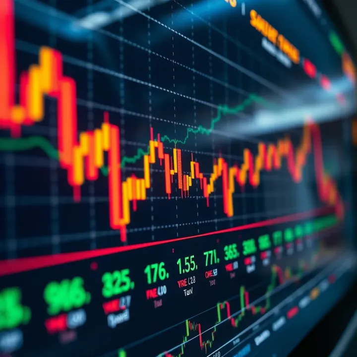 Graph displaying fluctuating currency exchange rates on a digital trading platform