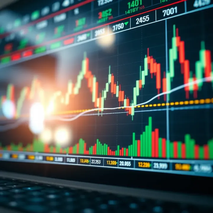 Graph showing currency pairs with fluctuating values on a digital trading platform interface