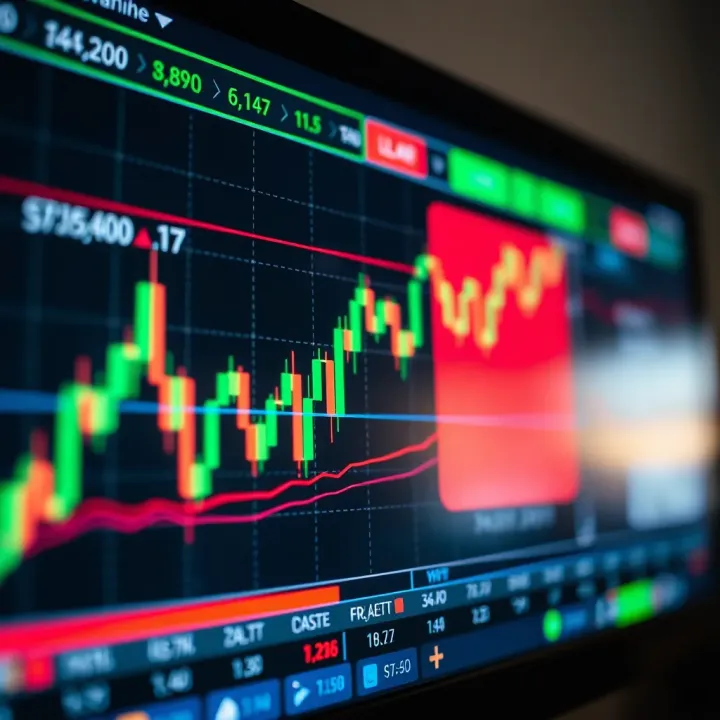 Graph showing fluctuating currency exchange rates on a digital trading platform