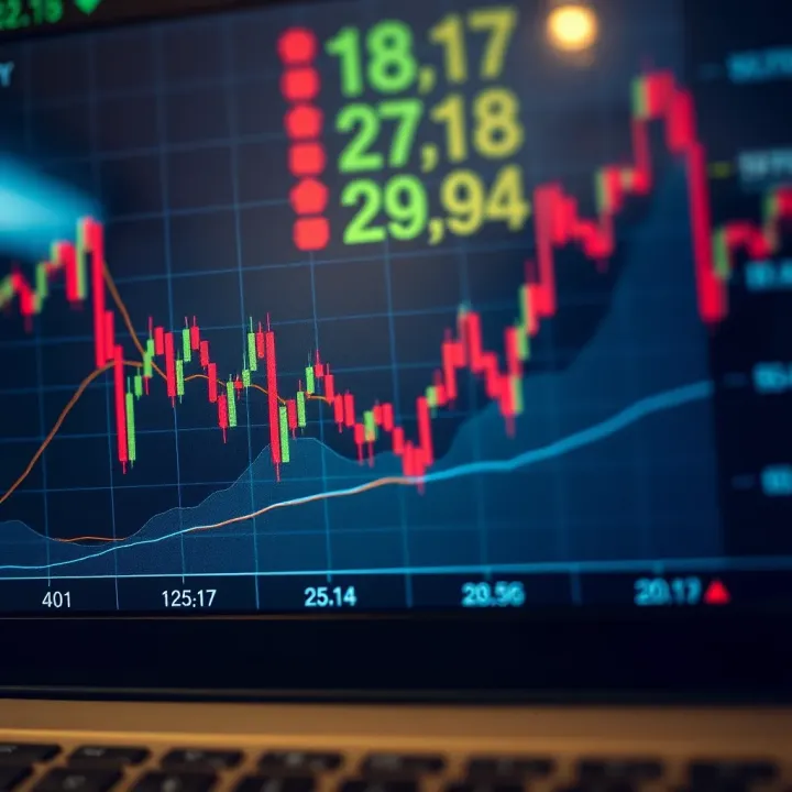 Graph showing fluctuating currency exchange rates in the forex market