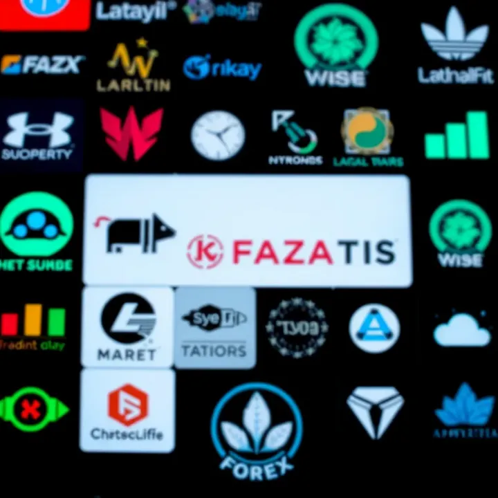 Collection of diverse forex broker logos showcasing modern design trends