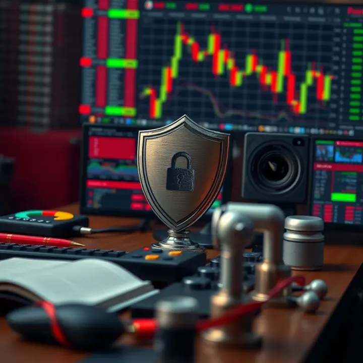 Effective Strategies to Safeguard Against Forex Trading Scams Secure trading setup with protective shield symbolizing safe forex market practices