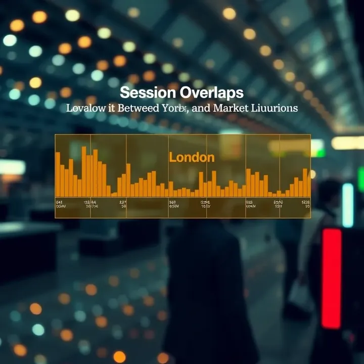 Illustration showing overlap between London and New York trading sessions with increased market liquidity