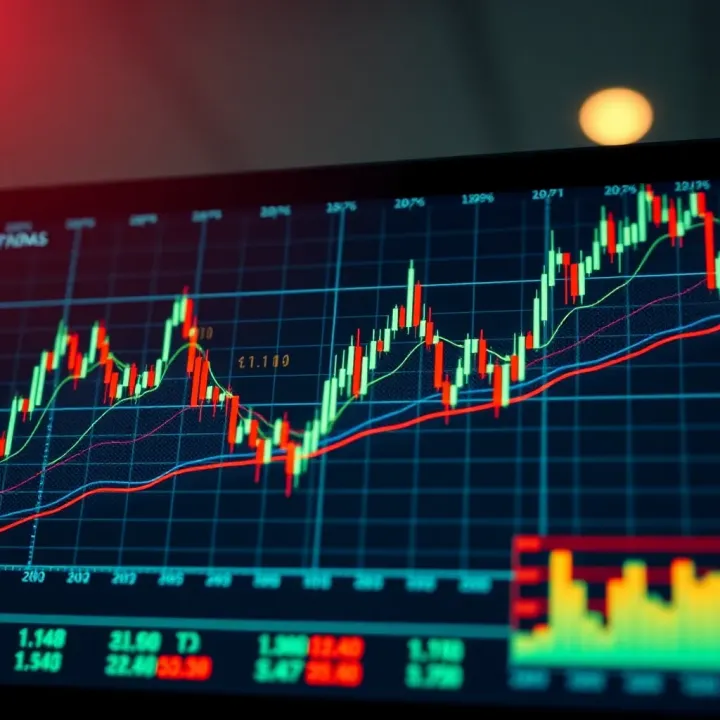 Graph showing fluctuating forex market trends with highlighted trading signals