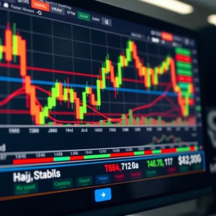 Chart displaying forex trading signals on a digital trading platform