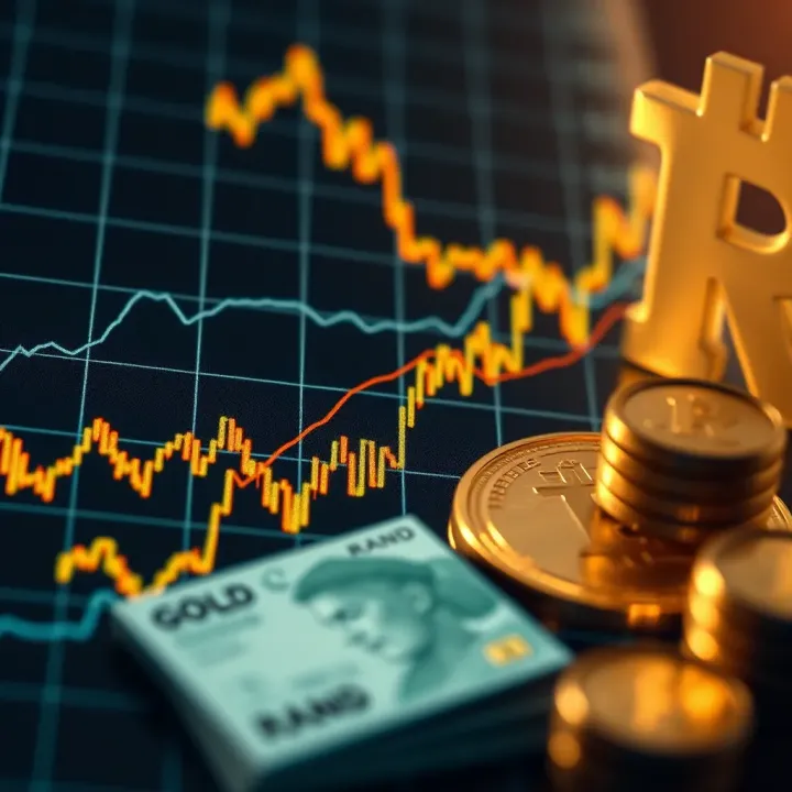 Chart depicting gold price fluctuations with South African rand symbol