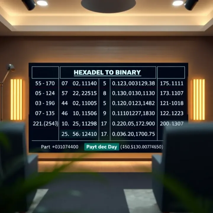 Chart demonstrating how to convert a hexadecimal value into binary format using grouping methods