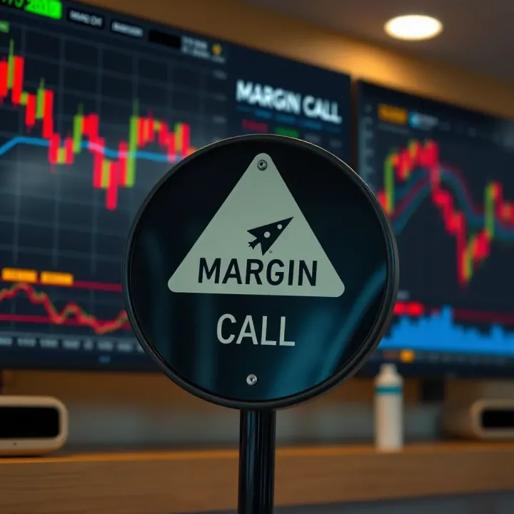 Conceptual visual showing a margin call warning sign with forex charts in background