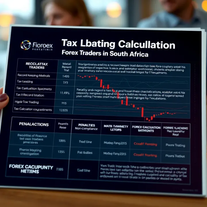 Chart showing record keeping requirements, tax calculation methods, and penalties for non-compliance in forex trading