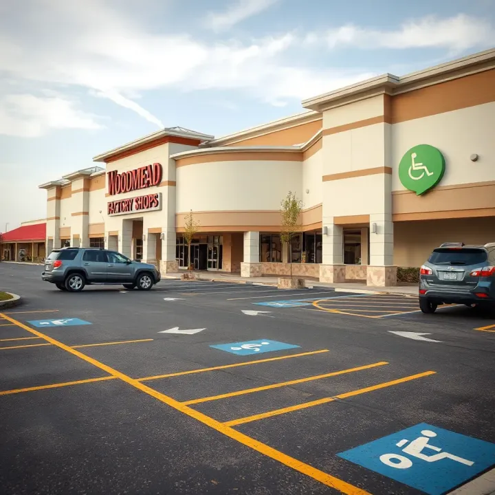 Parking and Accessibility at Woodmead Factory Shops Spacious parking area at Woodmead Factory Shops with designated accessible parking spots